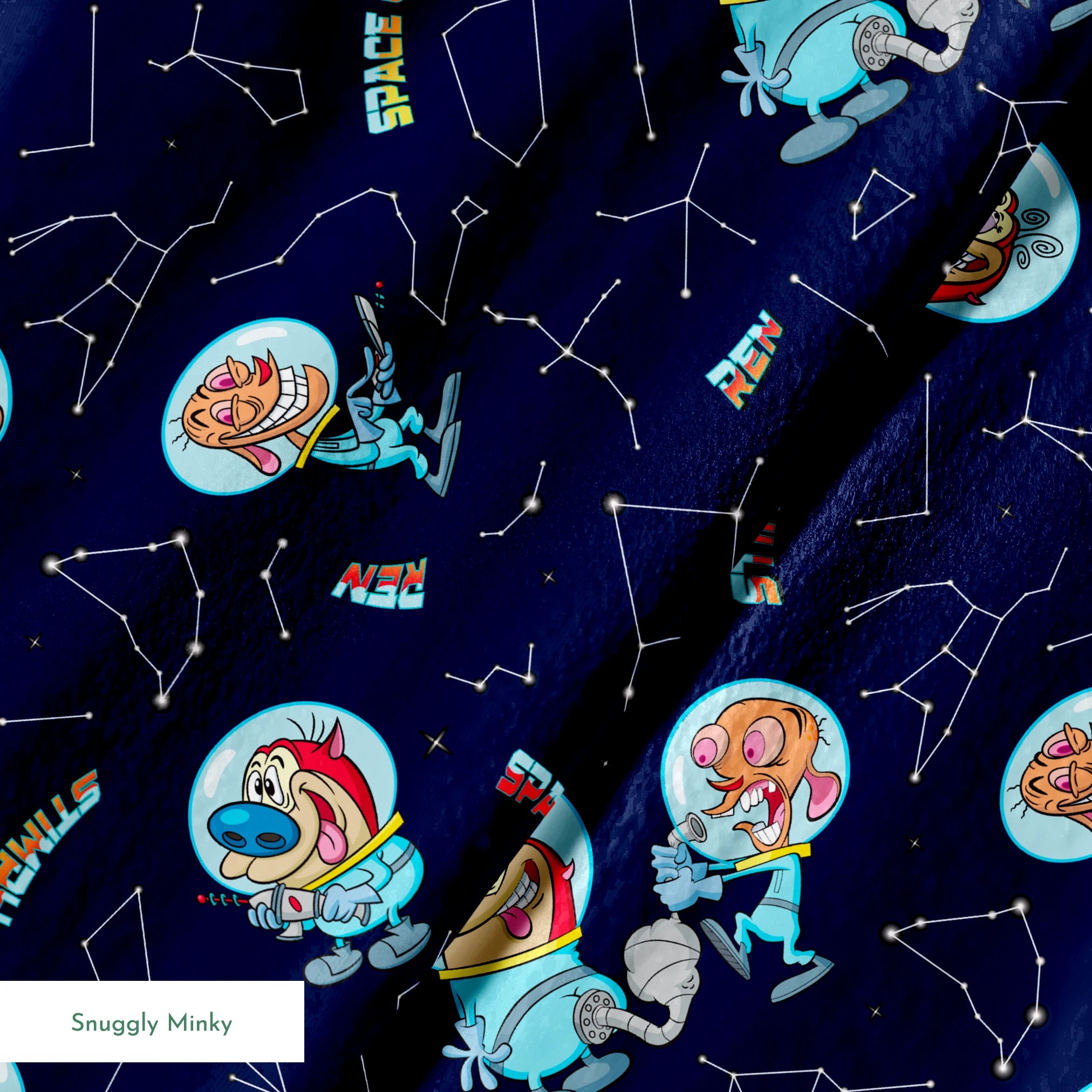 Ren & Stimpy Space Cadets on Midnight Blue Fabric