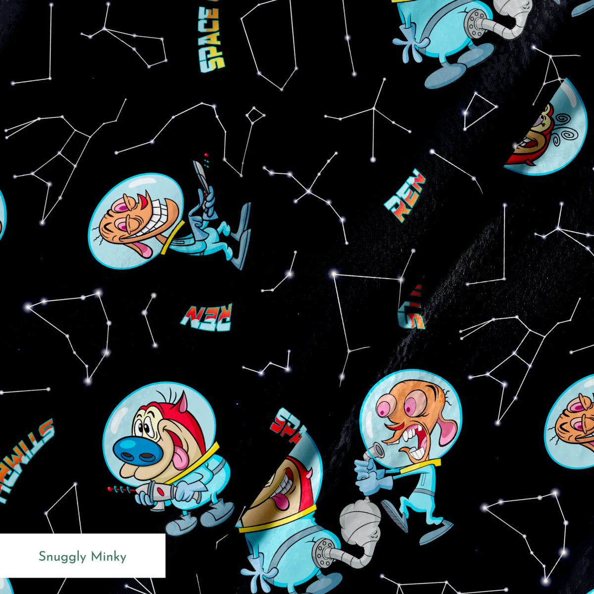 Ren & Stimpy Space Cadets on Black Fabric