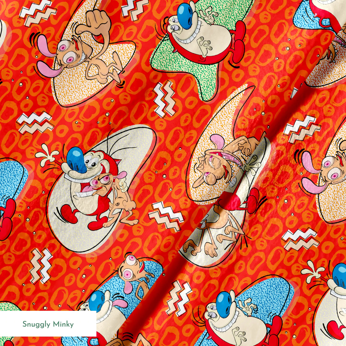 Ren & Stimpy Retro Graphics on Orange Fabric