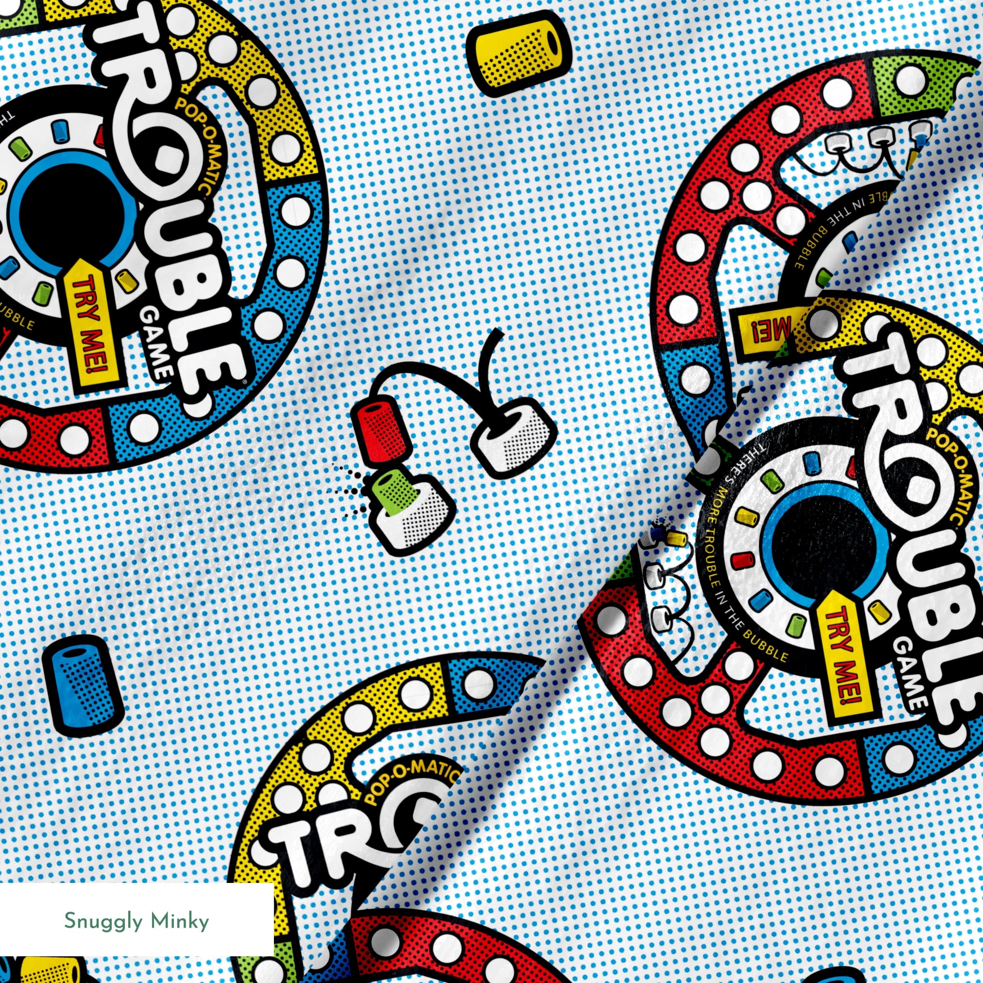 Hasbro Trouble Toss on Blue Fabric