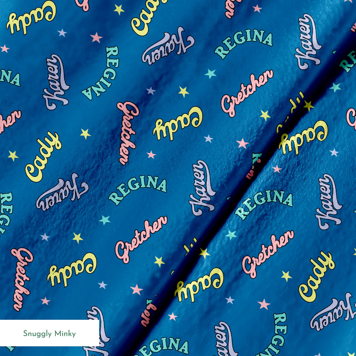 Paramount Mean Girls  Plastics Name Toss on Blue Fabric