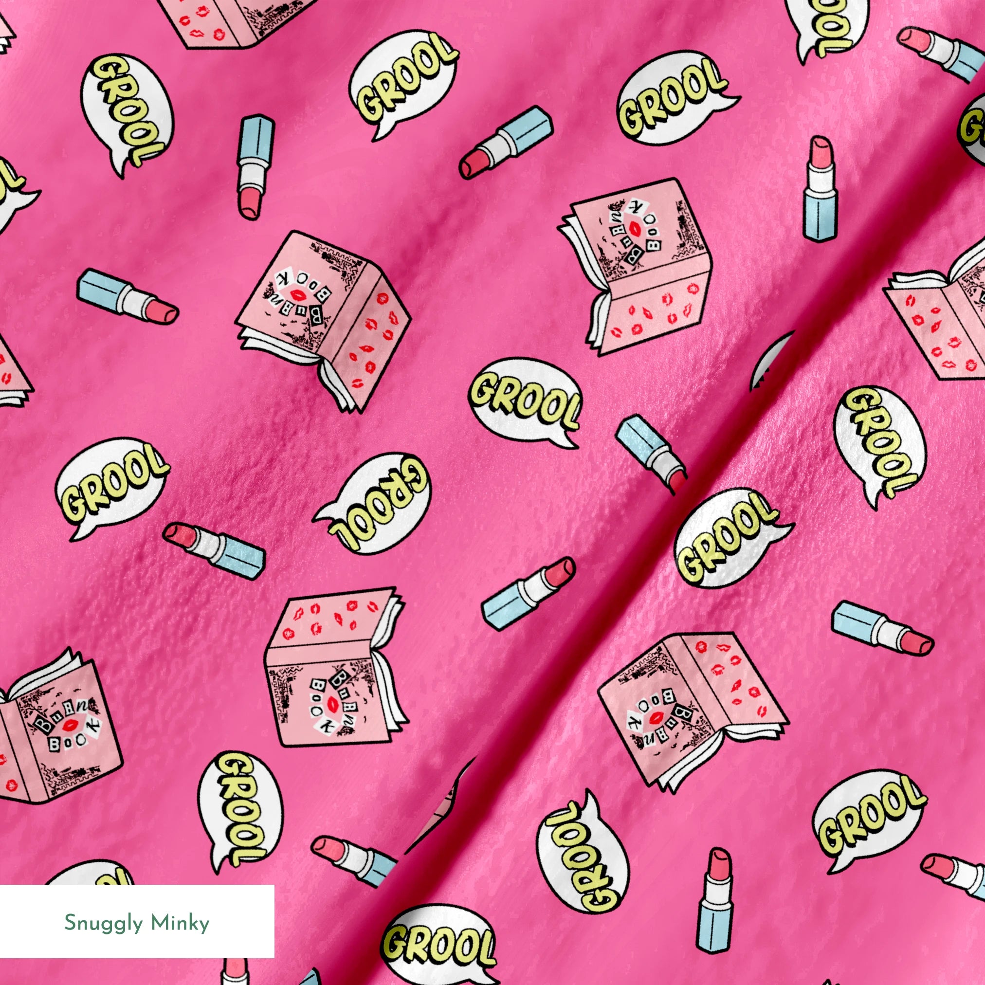 Paramount Mean Girls  Grool Burn Book on Pink Fabric