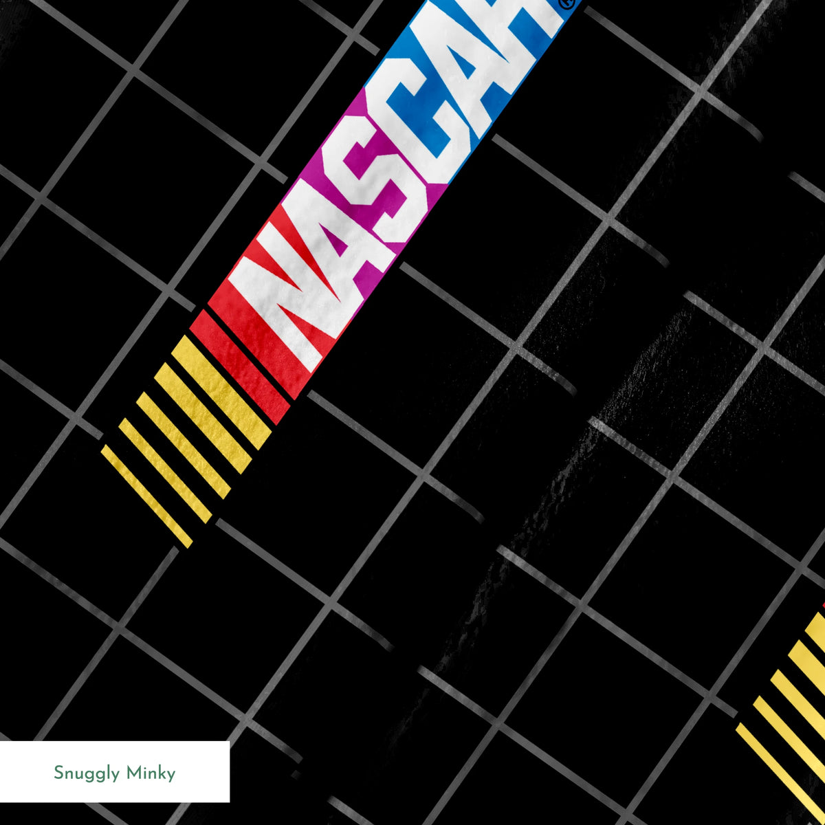 NASCAR® Retro Logo Grid on Black Fabric
