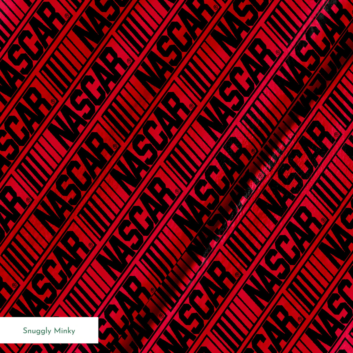 NASCAR® Retro Logo on Red Stripes Fabric