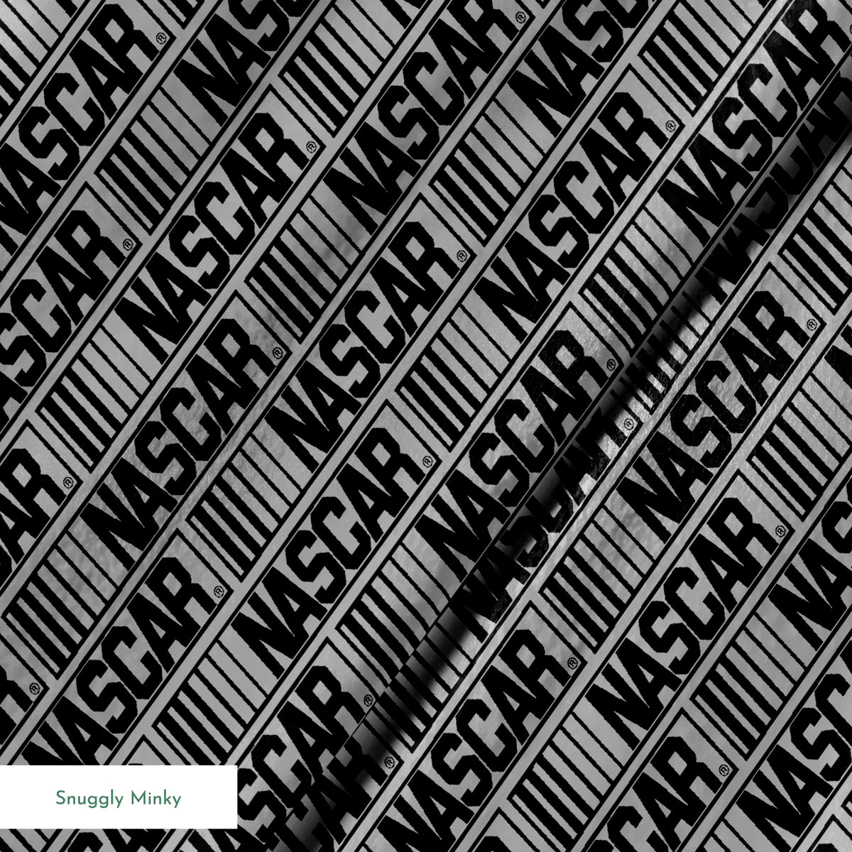 NASCAR® Retro Logo on Grey Stripes Fabric