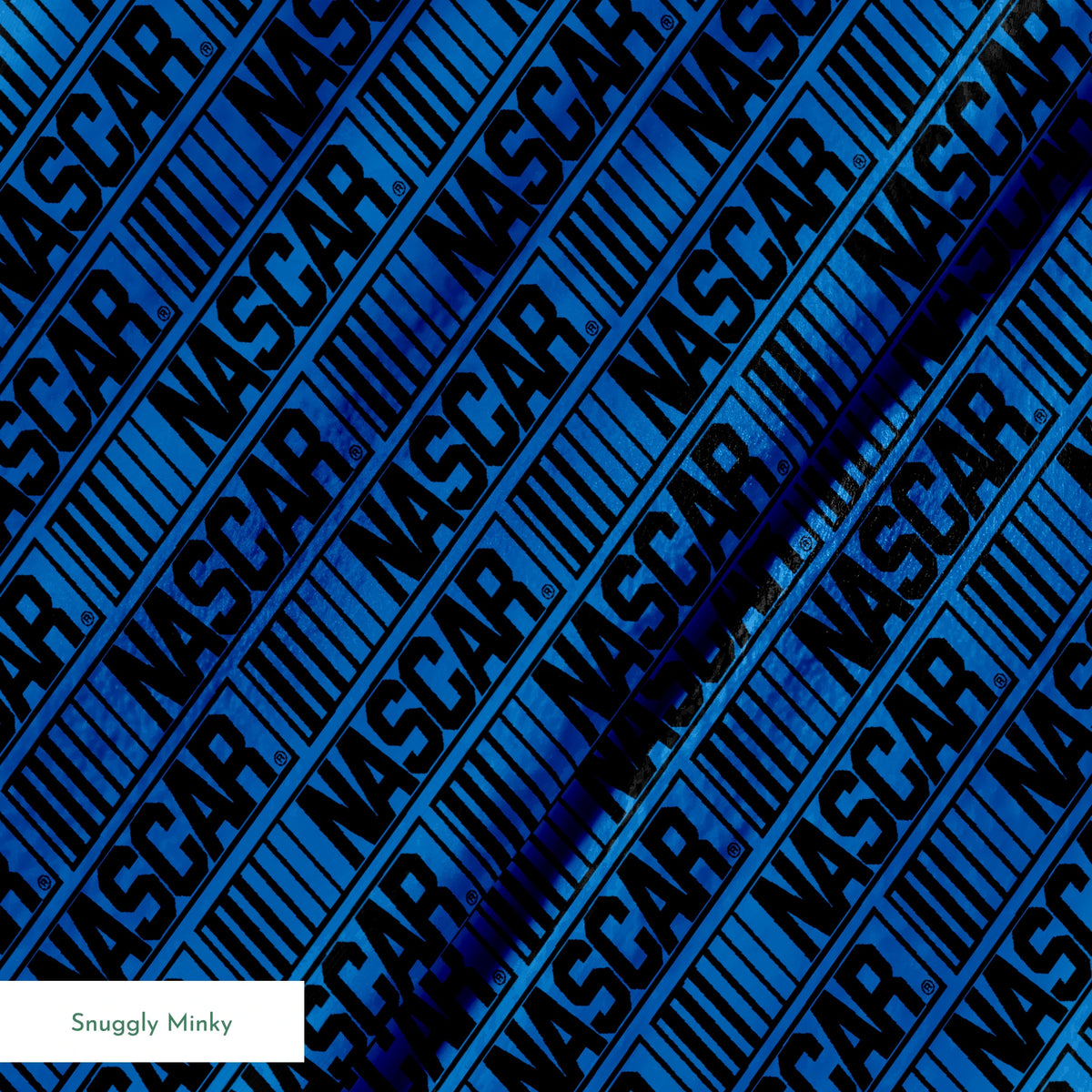 NASCAR® Retro Logo on Blue Stripes Fabric