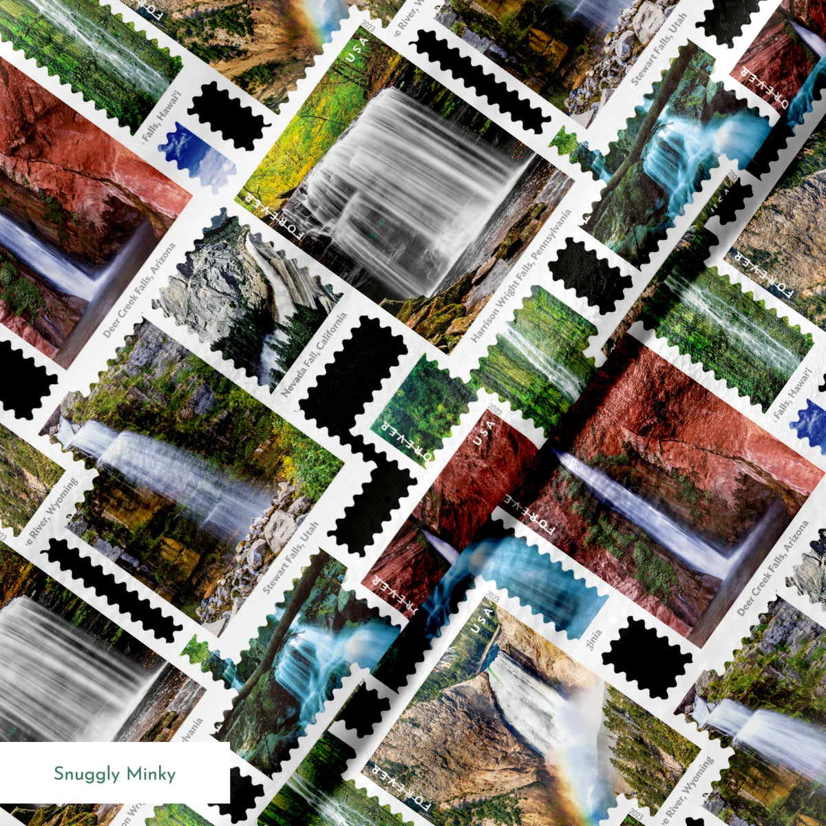 USPS Waterfall Stamps Fabric