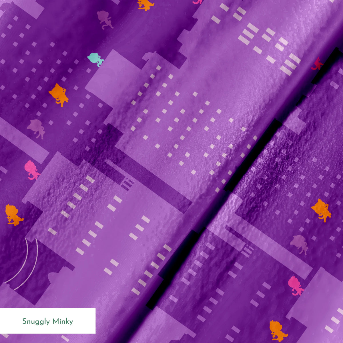 Disney Jr's. SuperKitties Super Skyline on Purple Fabric