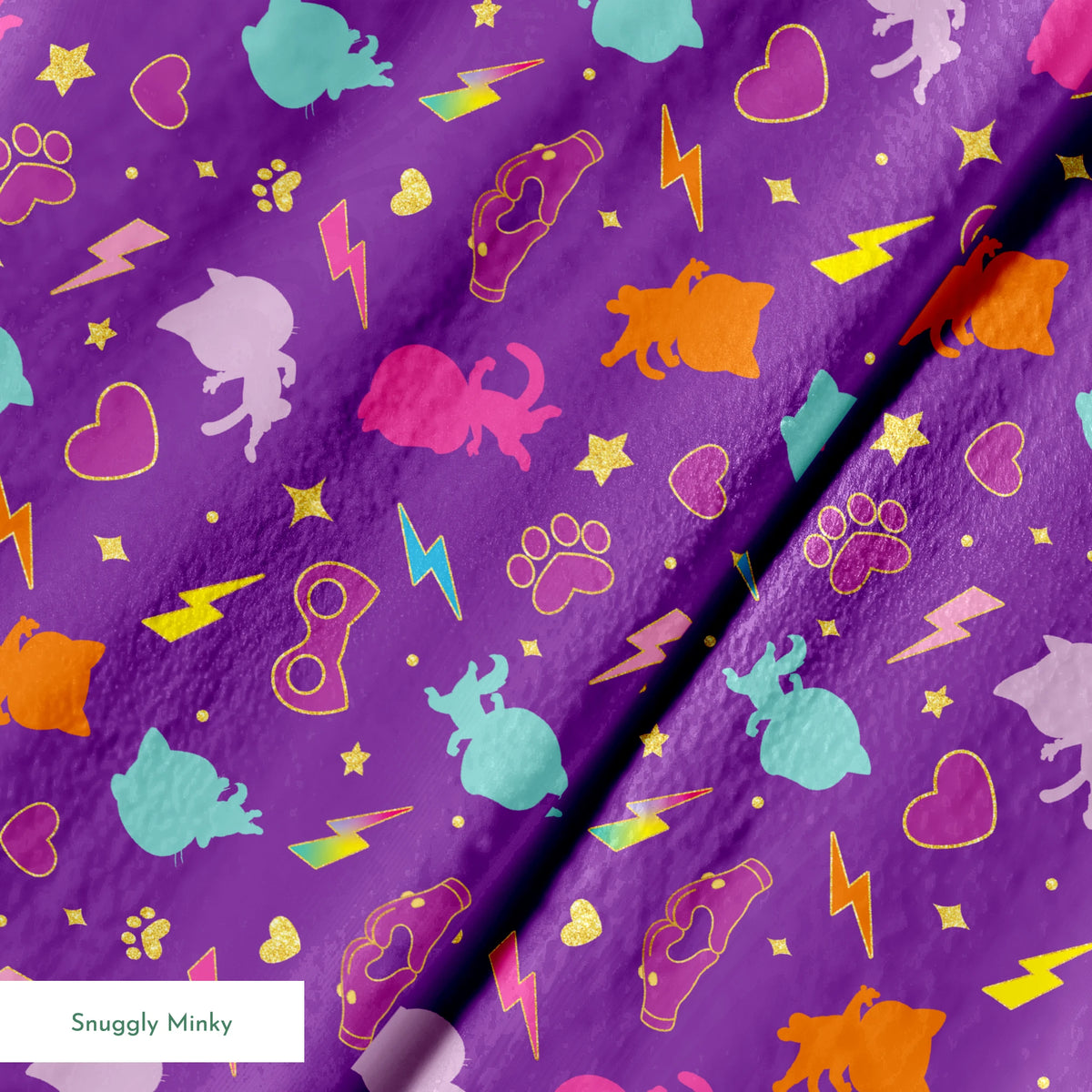 Disney Jr's. SuperKitties Pawsome Characters on Purple Fabric