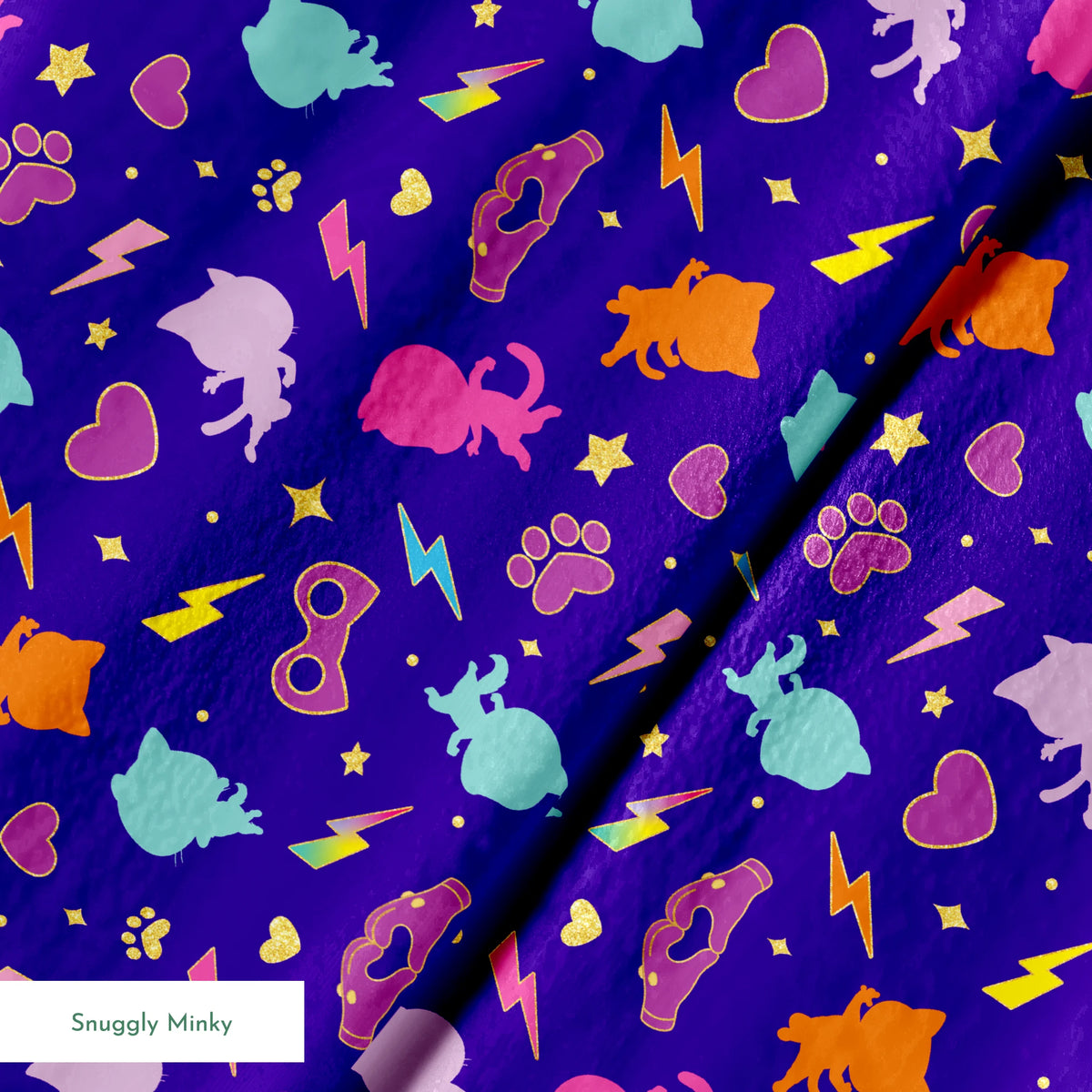 Disney Jr's. SuperKitties Pawsome Characters on Blue Fabric