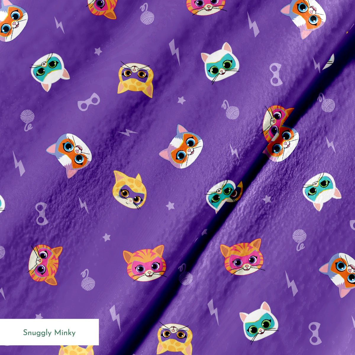 Disney Jr's. SuperKitties Friends Furever on Purple Fabric