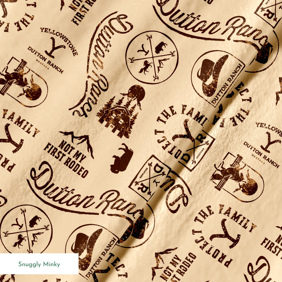 Paramount Yellowstone Dutton Ranch Icons on Ivory Fabric