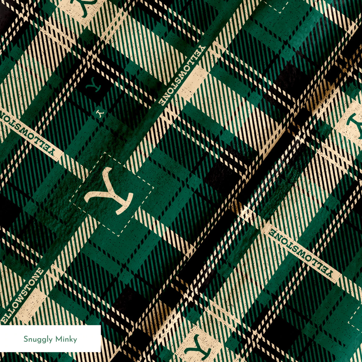 Paramount Yellowstone Rustic Plaid on Green Fabric