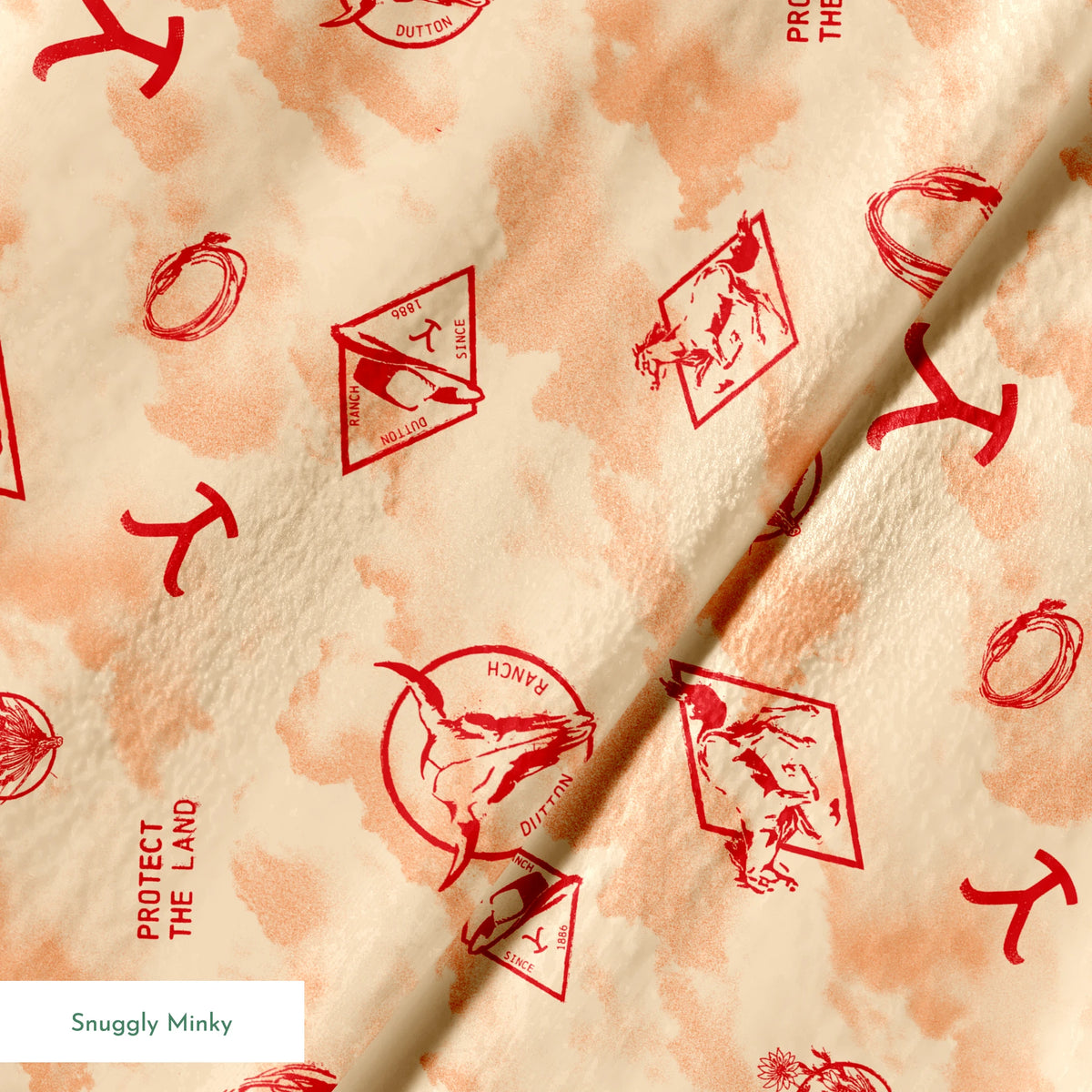Paramount Yellowstone Icons in the Clouds on Rust Fabric