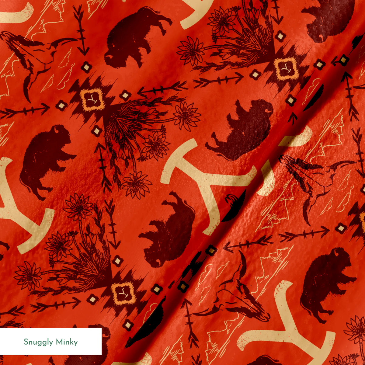 Paramount Yellowstone Bison Argyle on Burnt Orange Fabric