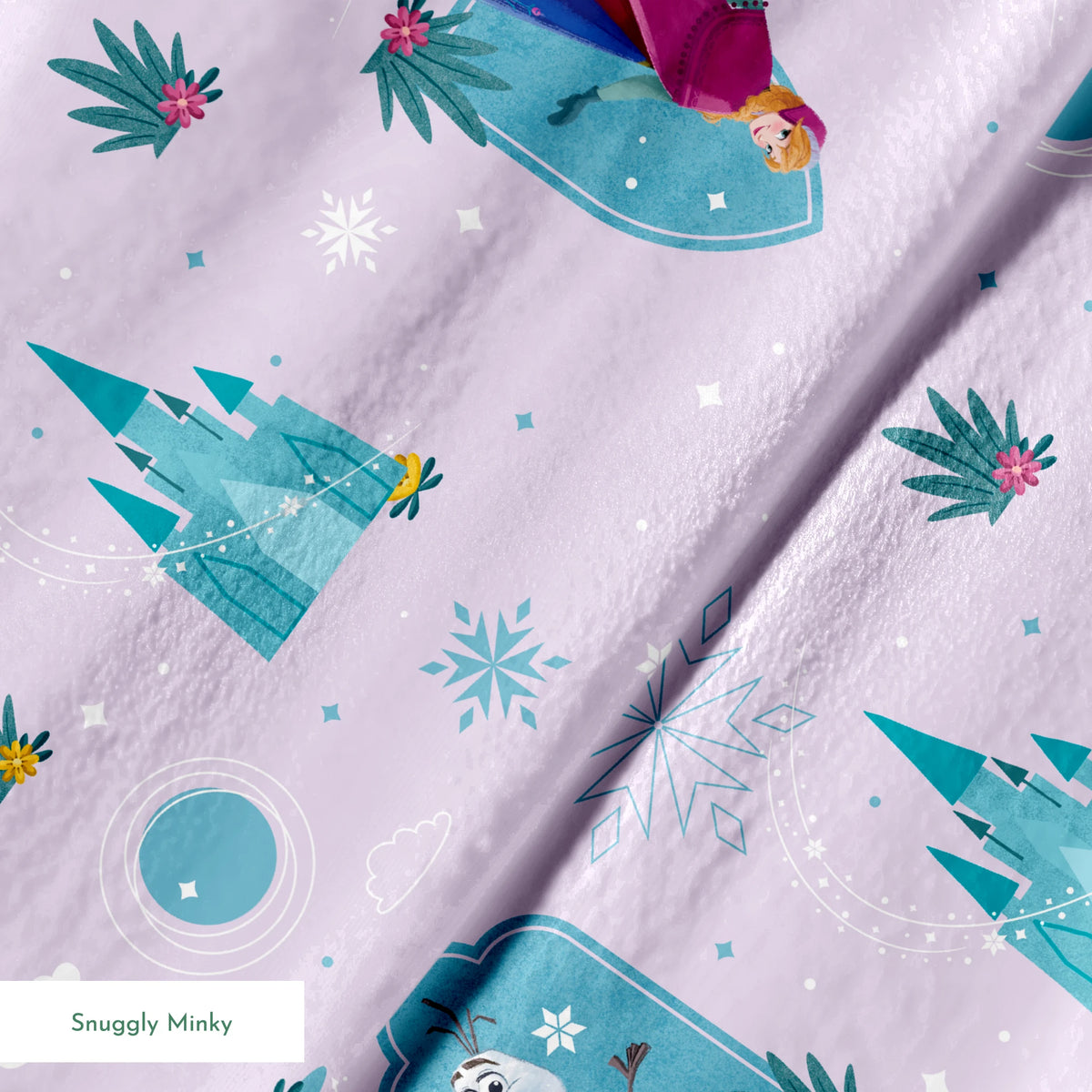 Disney Frozen Falling Snow on Lavender Fabric