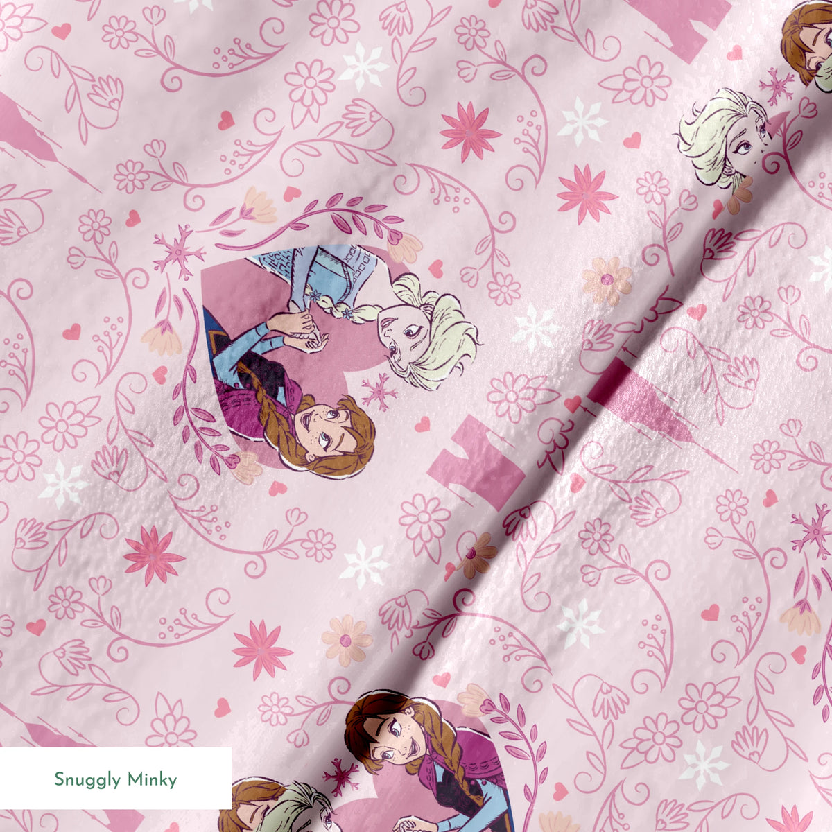 Disney Frozen  Sisterly Bond on Pink Fabric