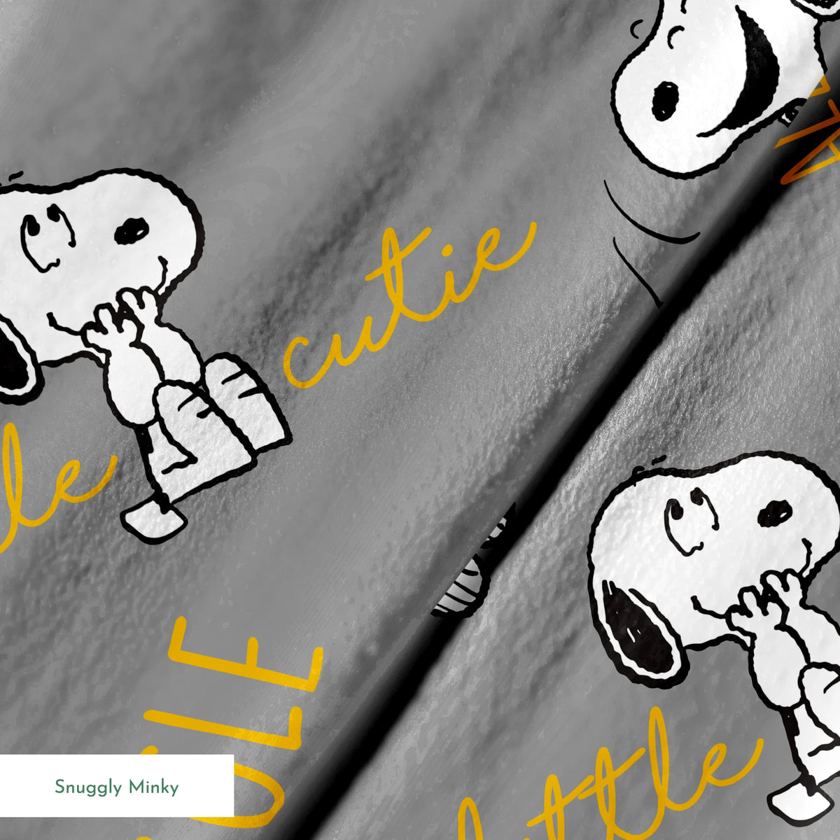 Peanuts Snoopy Giggle on Gray Fabric