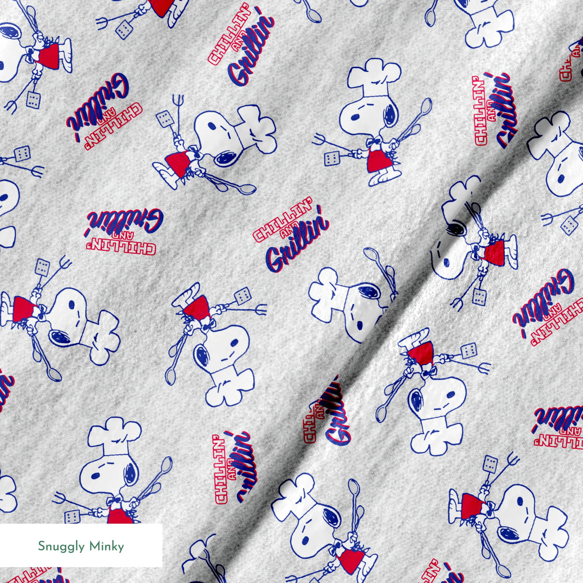Peanuts Snoopy Chef Grillin' Gray Fabric