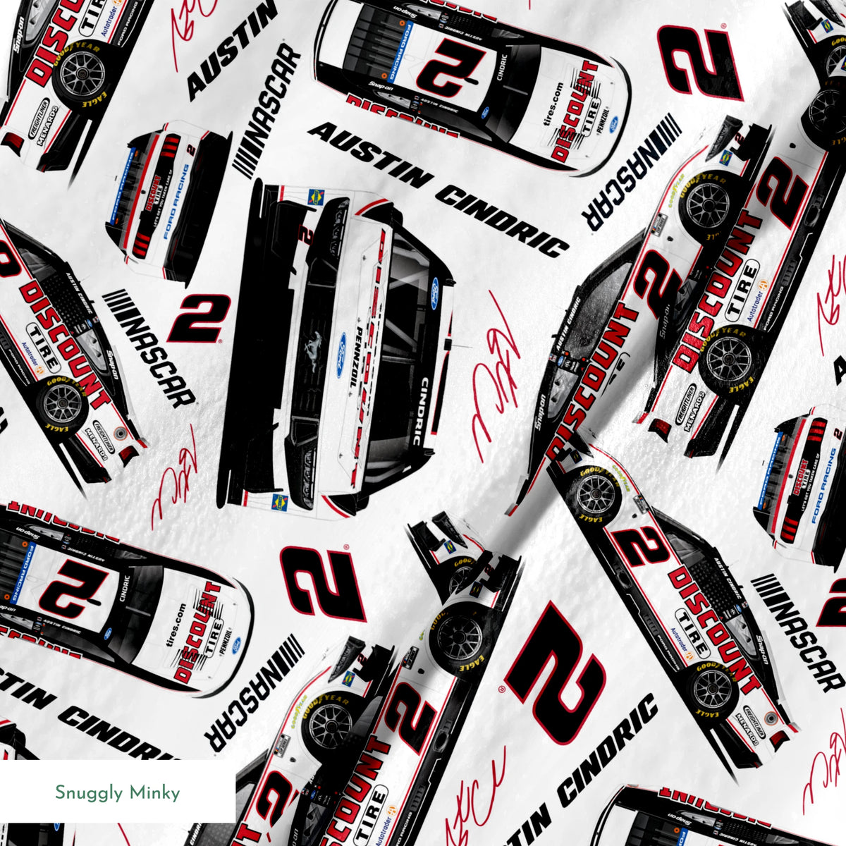 NASCAR® Austin Cindric Toss on White Fabric