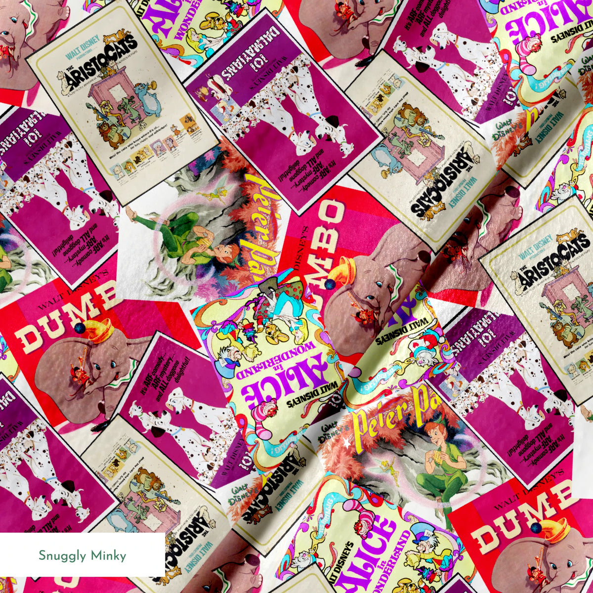 Disney Classics Pink Poster Collage Fabric