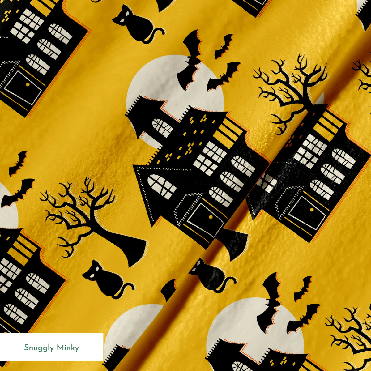 Haunted House on Gold Dust Fabric