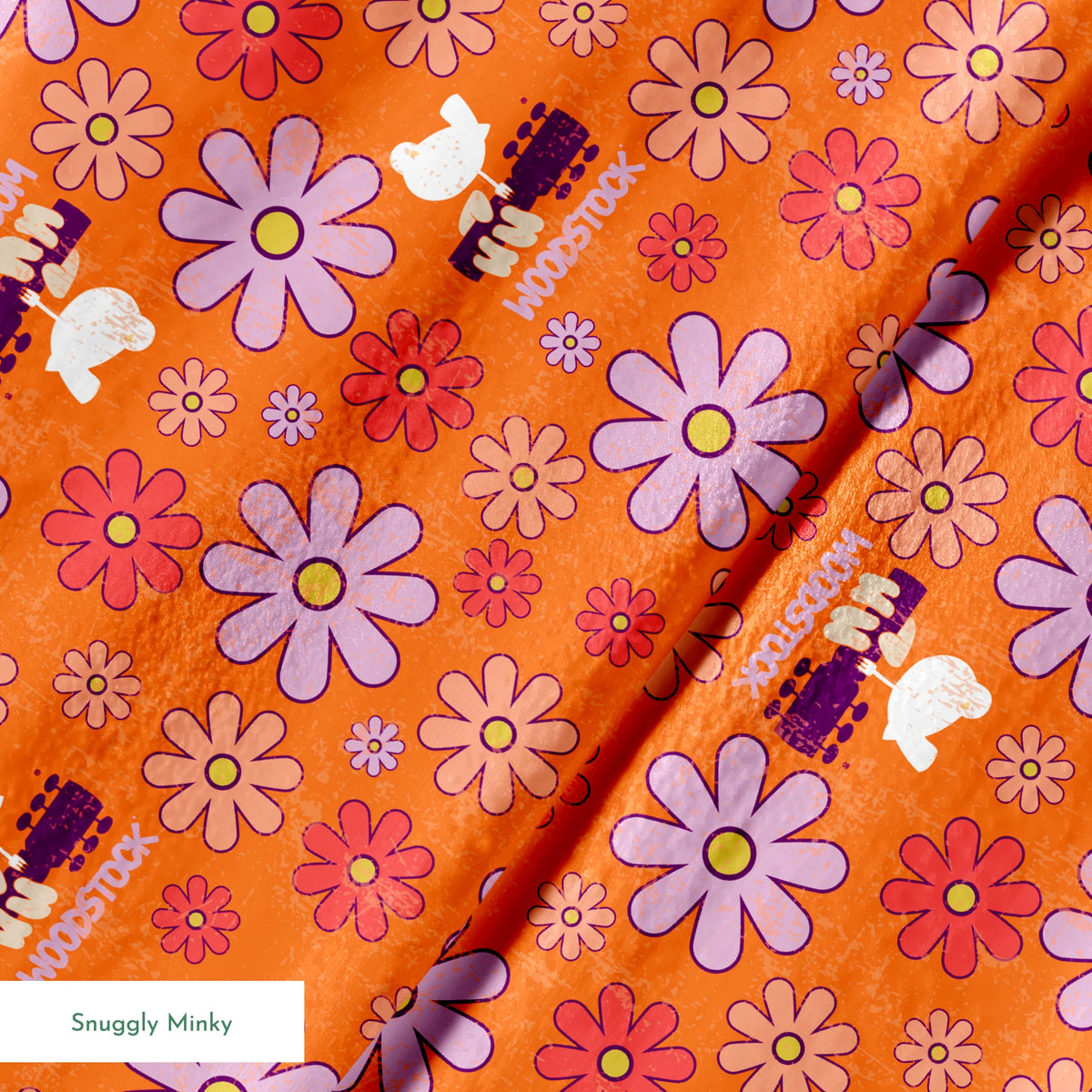 Woodstock Florals on Orange Fabric