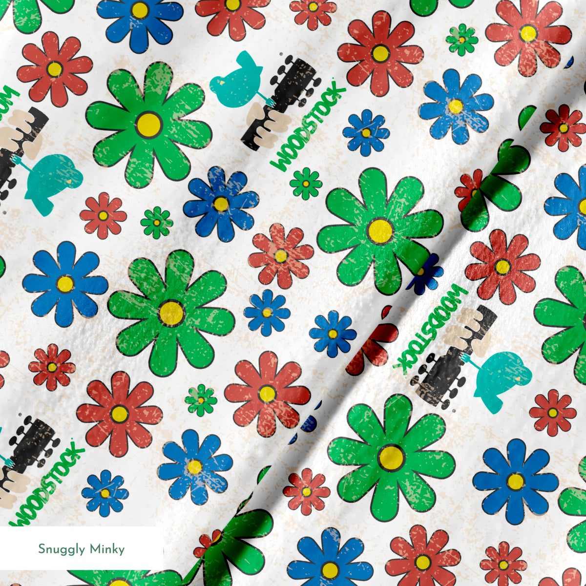 Woodstock Florals on White Fabric