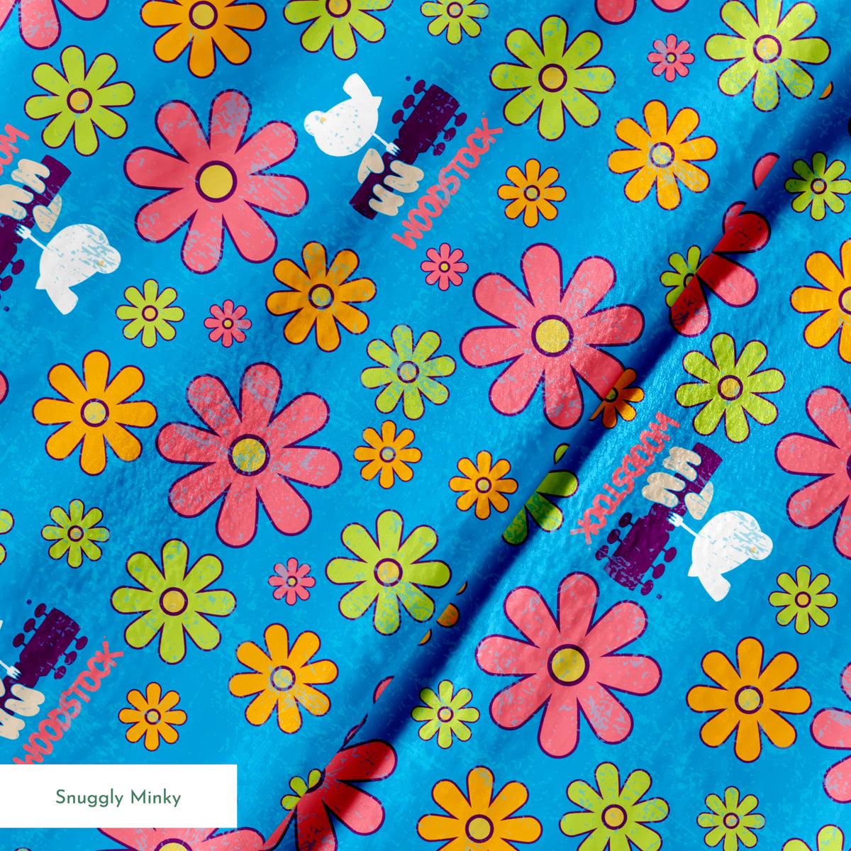 Woodstock Florals on Blue Fabric