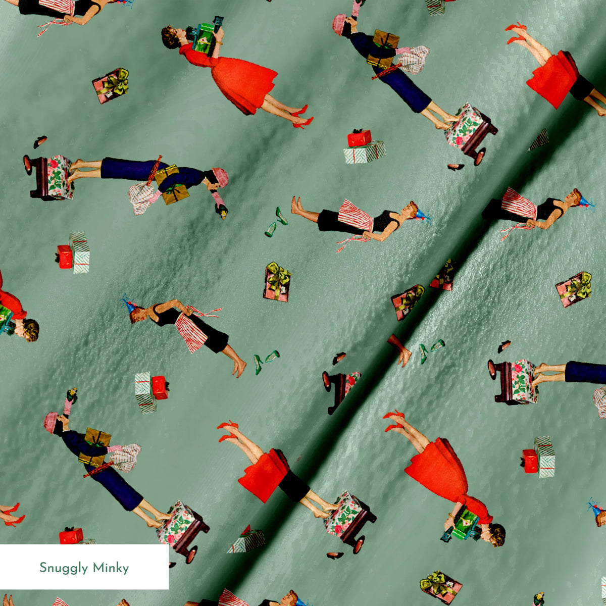 Saturday Evening Post  Holiday Preparations on Green Fabric