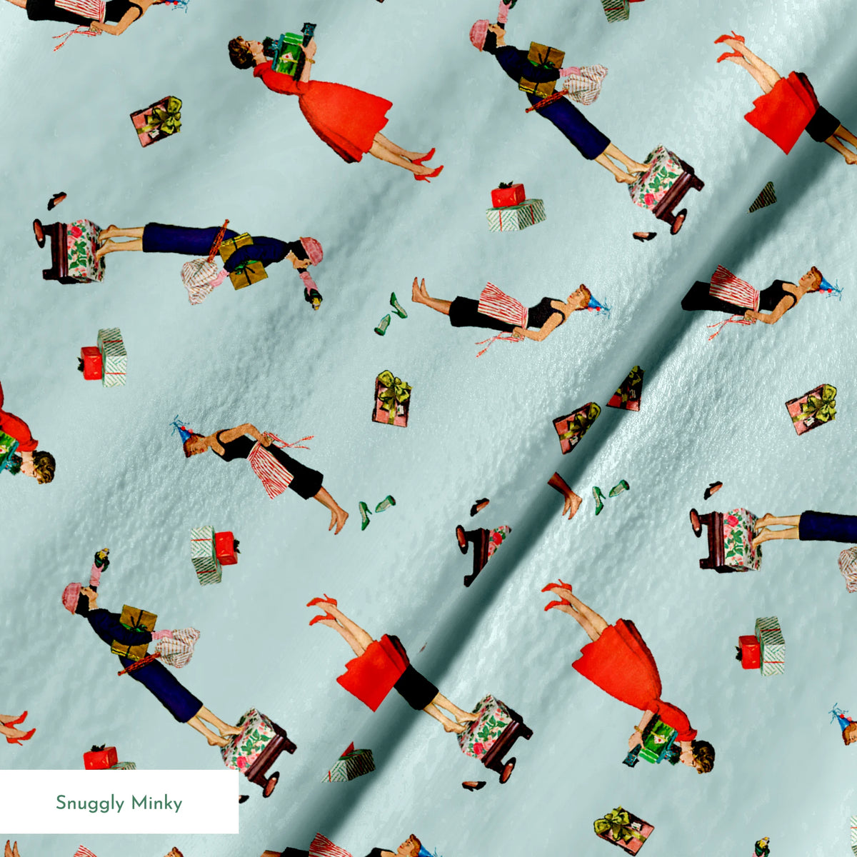 Saturday Evening Post  Holiday Preparations on Blue Fabric