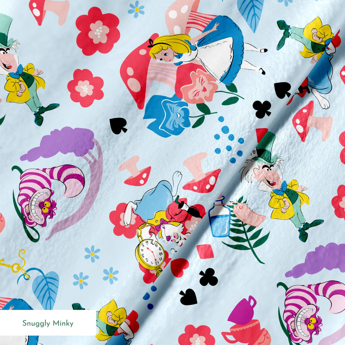 Disney Alice in Wonderland  Wandering in Wonderland on Blue Fabric