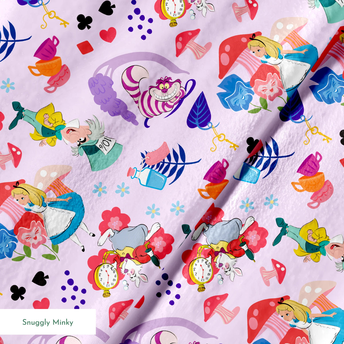 Disney Alice in Wonderland  Wandering in Wonderland on Purple Fabric