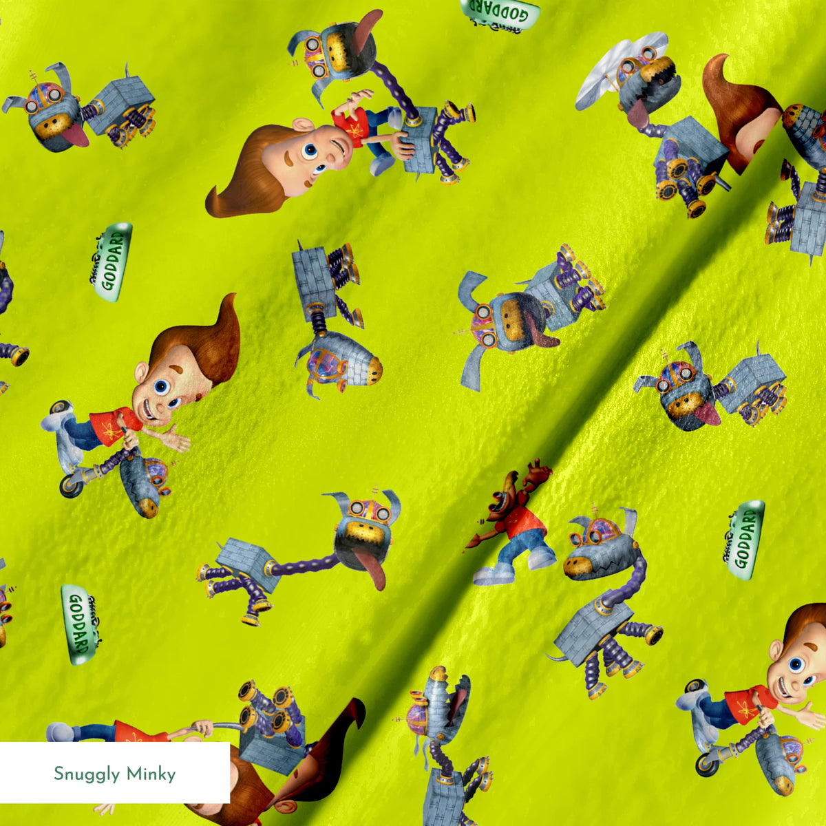 Paramount Jimmy Neutron Best Buds on Green Fabric