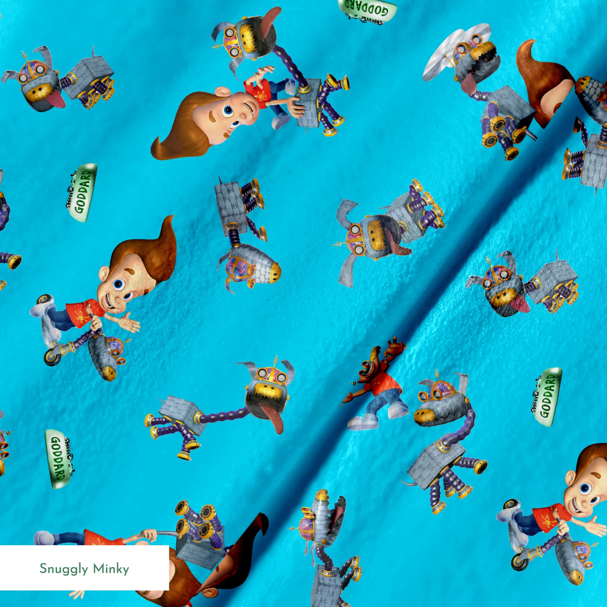 Paramount Jimmy Neutron Best Buds on Blue Fabric