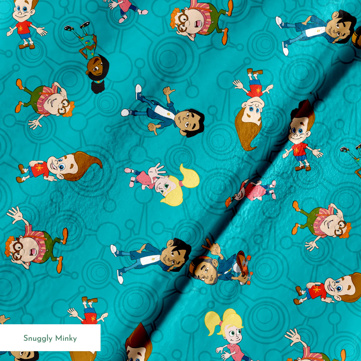 Paramount Jimmy Neutron Friendship Toss on Teal Fabric