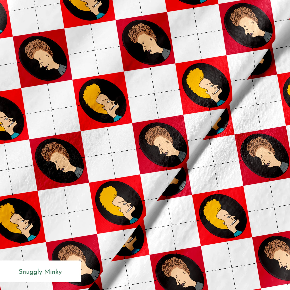 Paramount Beavis and Butt-Head Argyle on Red Fabric