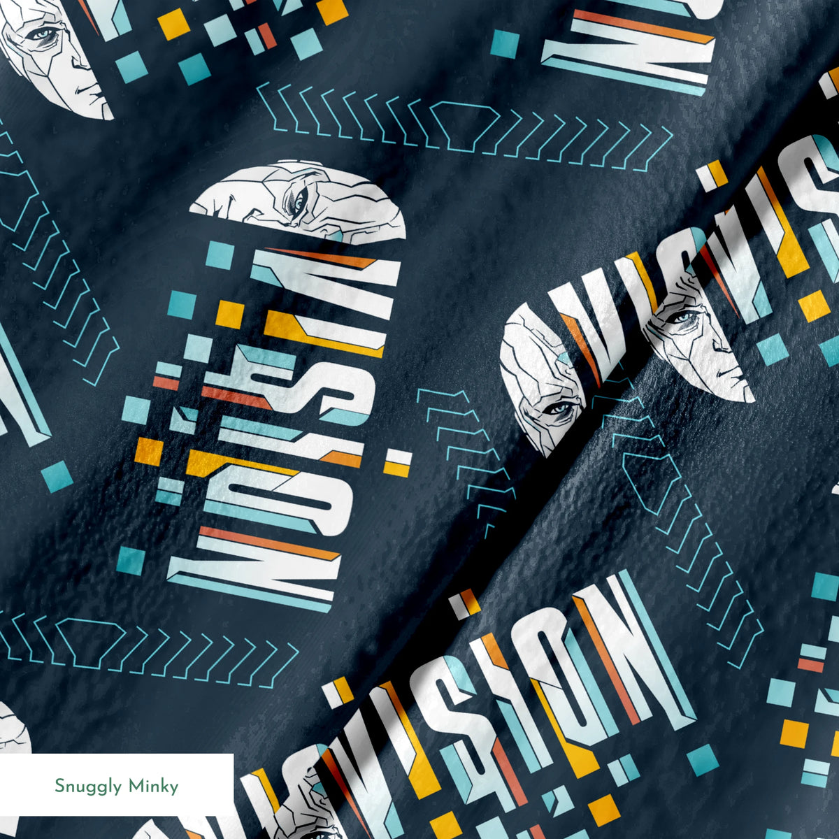 Marvel VisionQuest White Typography on Navy Fabric