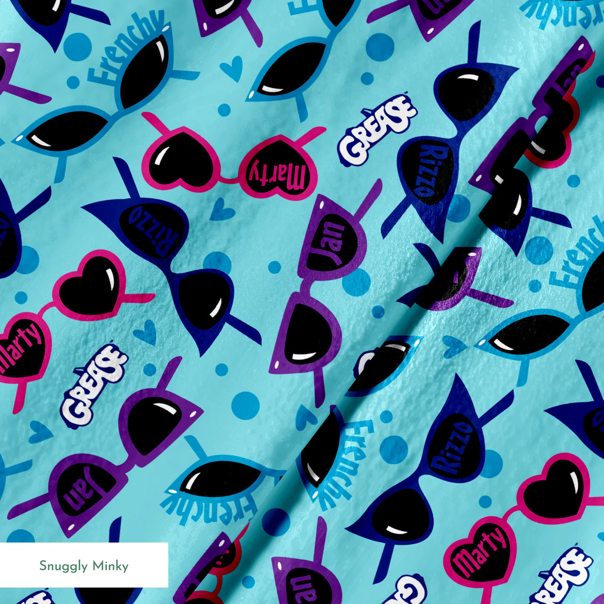 Paramount Grease  Pink Ladies Shades on Blue Fabric