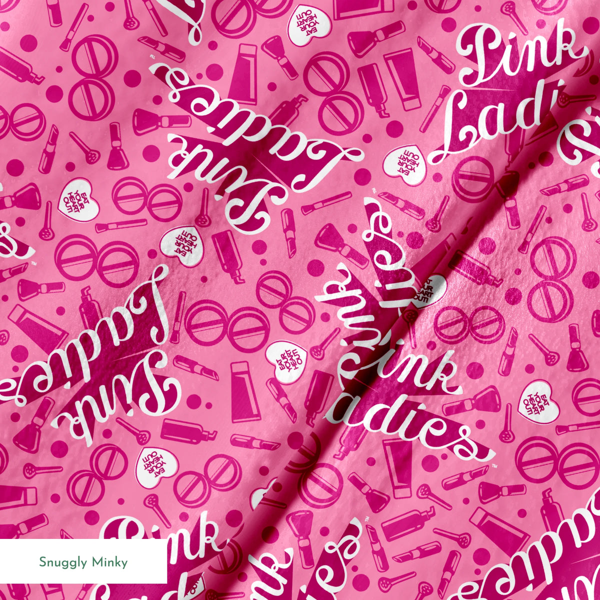 Paramount Grease  Pink Ladies Makeup Toss on Pink Fabric
