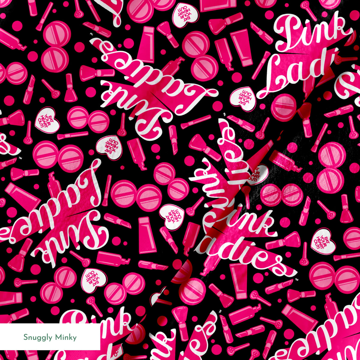 Paramount Grease  Pink Ladies Makeup Toss on Black Fabric