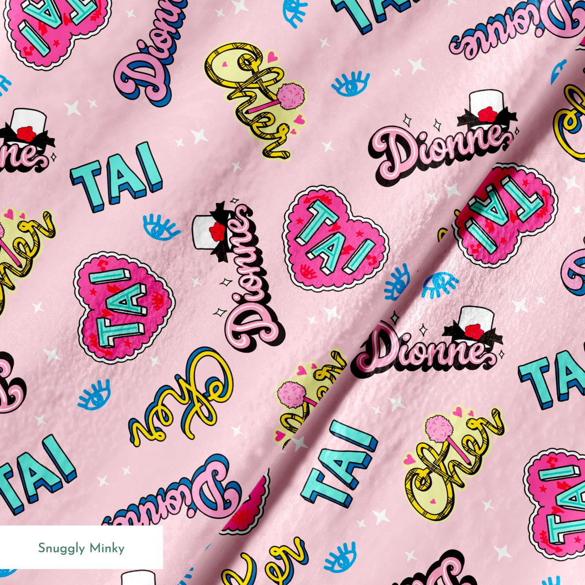 Paramount Clueless  Character Names on Pink Fabric