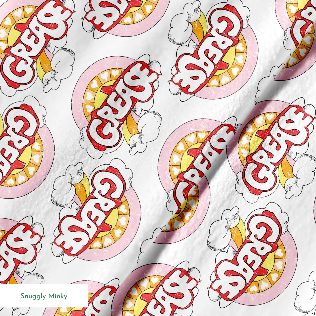 Paramount Grease  Retro Rainbow on White Fabric
