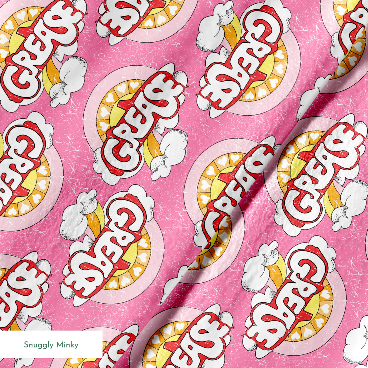Paramount Grease  Retro Rainbow on Pink Fabric