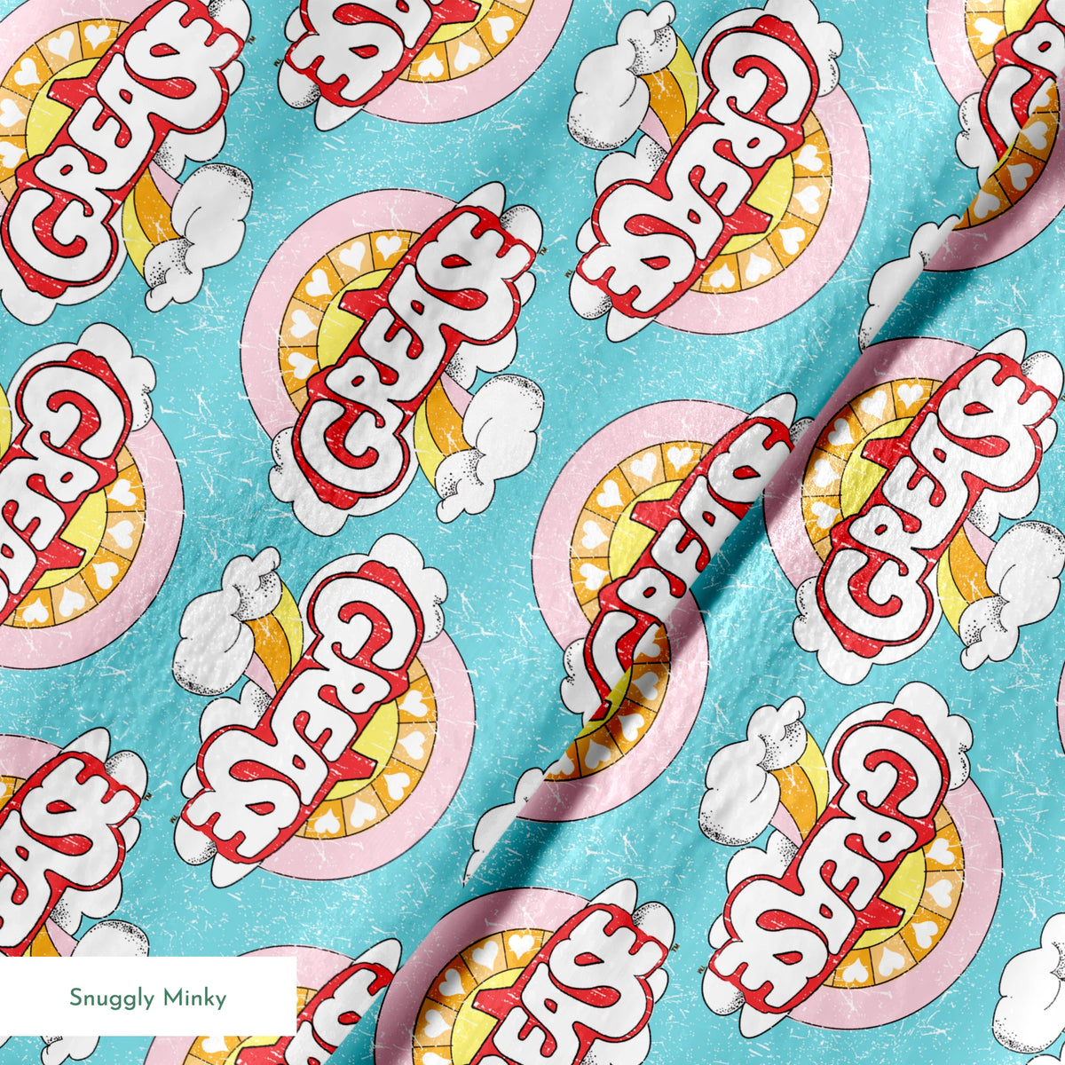 Paramount Grease Retro Rainbow on Blue Fabric