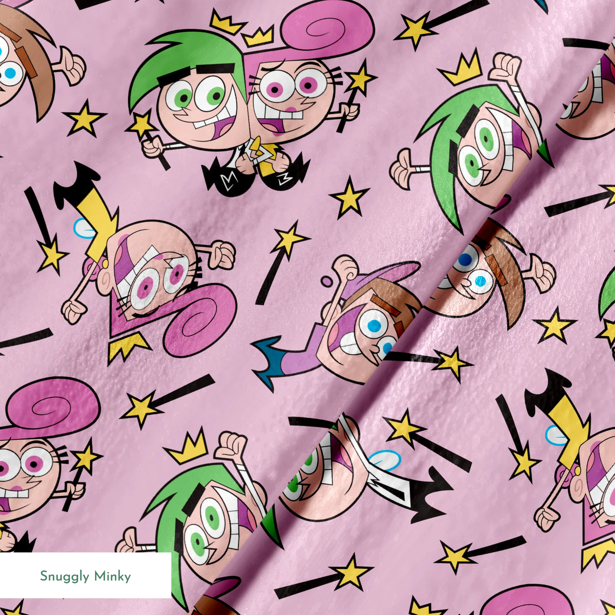 Paramount Fairly OddParents Fairy Friends on Pink Fabric