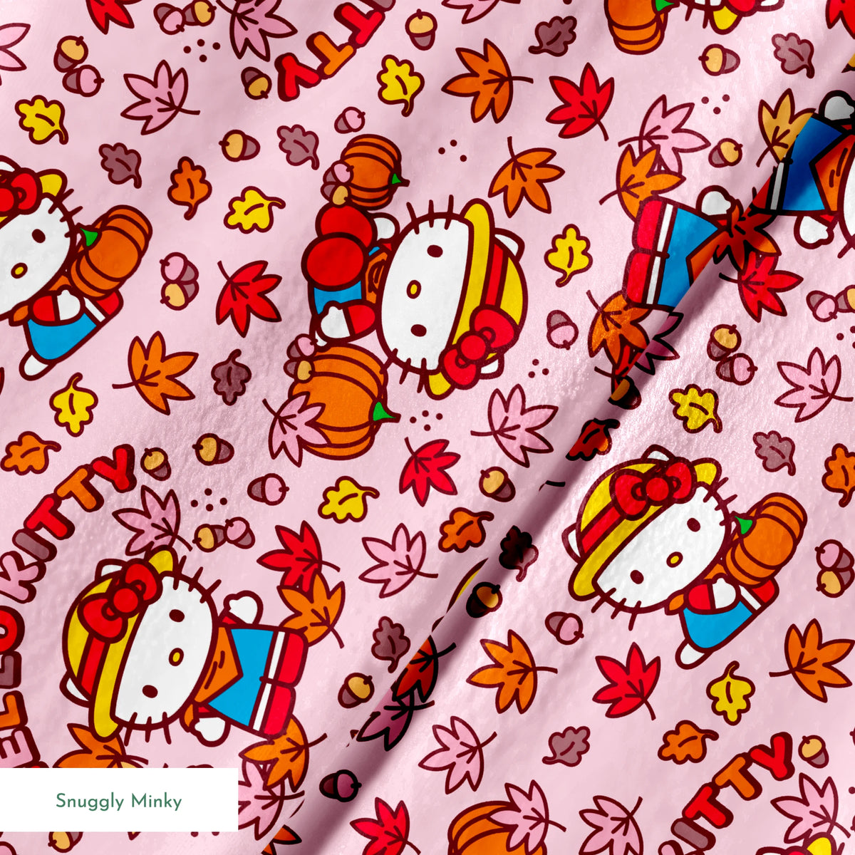 Hello Kitty® Autumn Leaves on Pink Fabric
