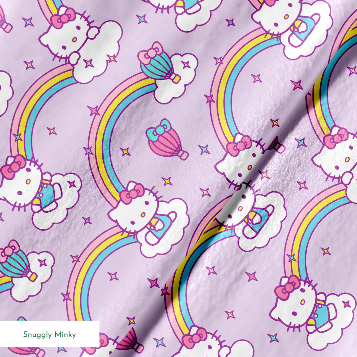 Hello Kitty® Rainbows & Clouds on Purple Fabric