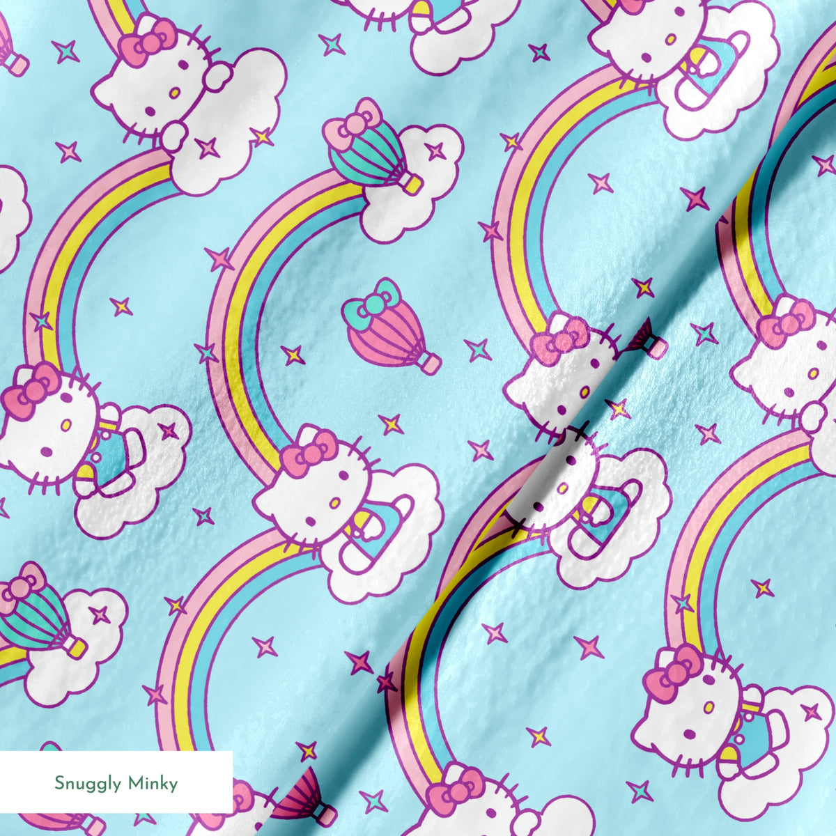 Hello Kitty® Rainbows & Clouds on Blue Fabric