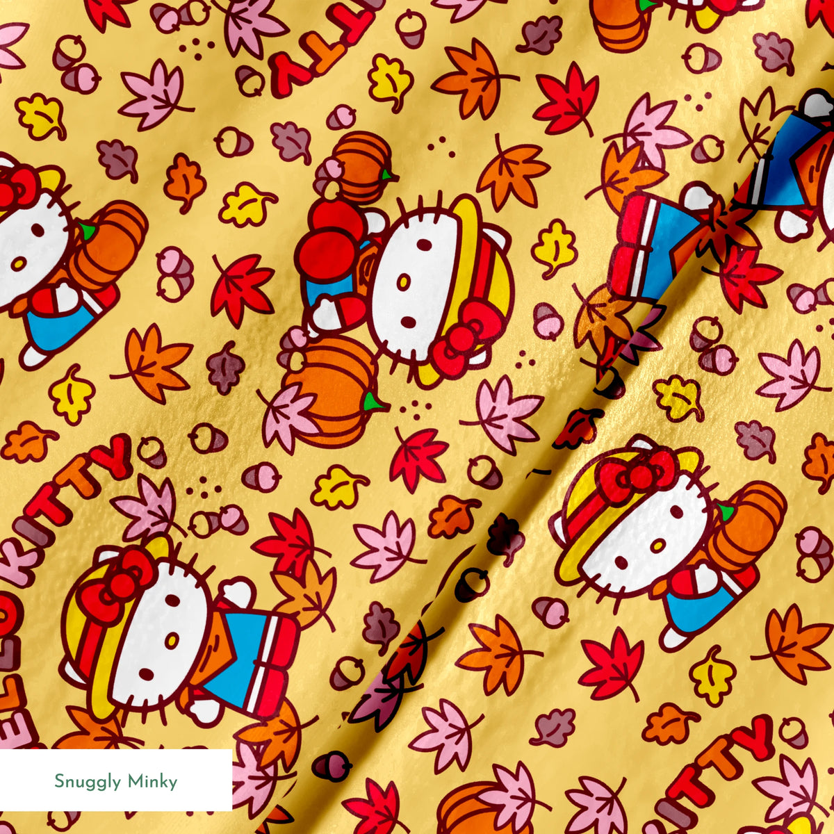 Hello Kitty® Autumn Leaves on Yellow Fabric